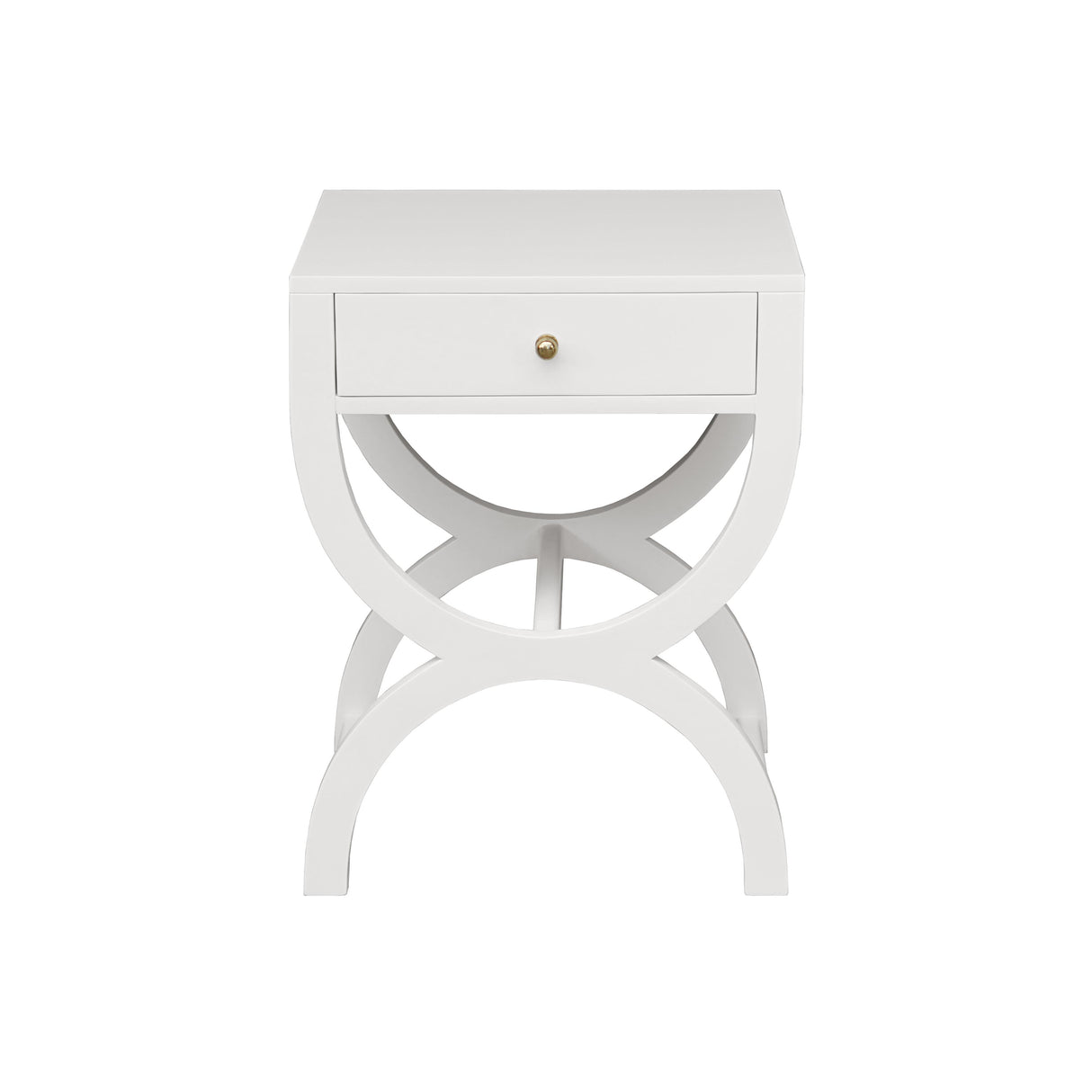 Worlds Away One Drawer Side Table In White Lacquer