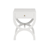 Worlds Away One Drawer Side Table In White Lacquer