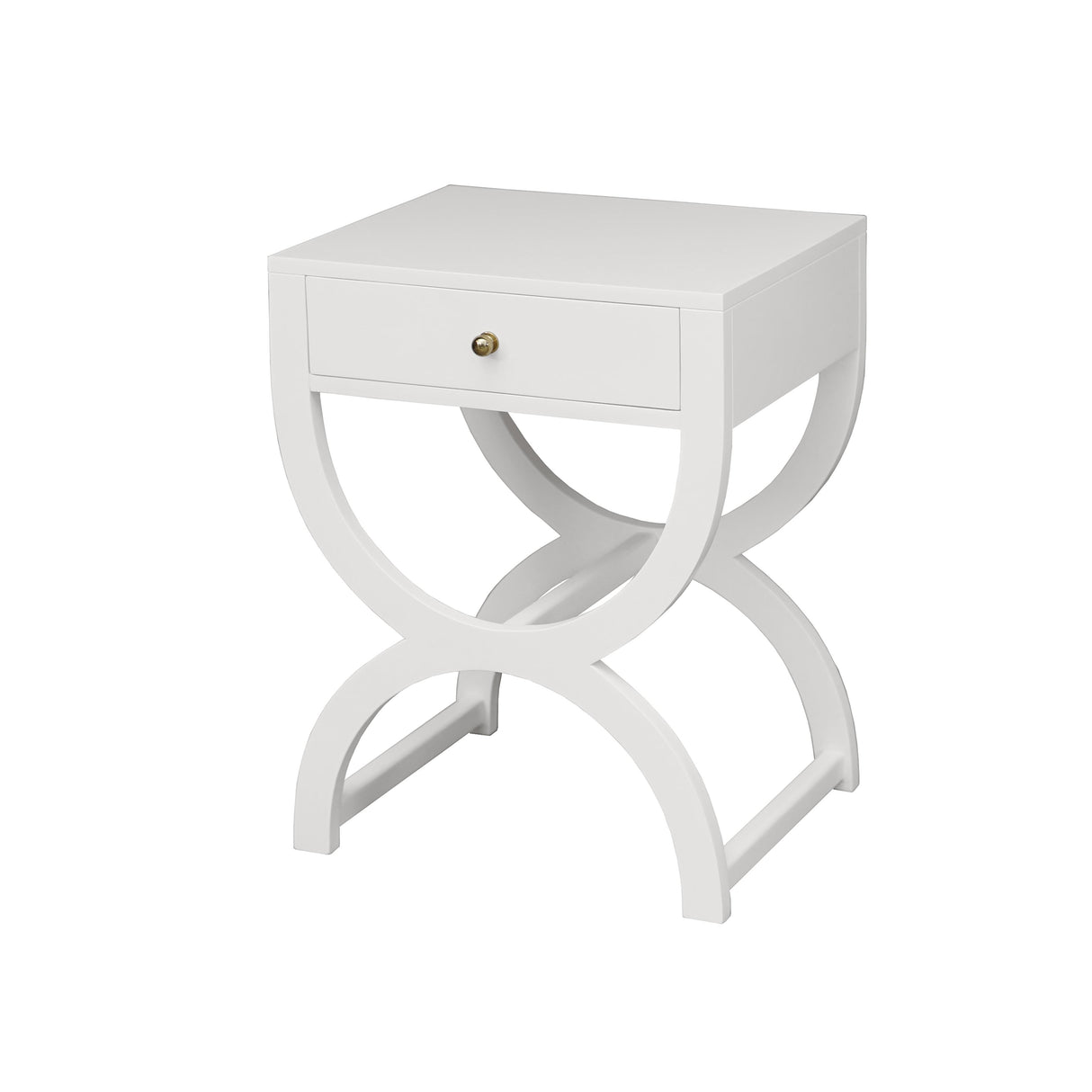 Worlds Away One Drawer Side Table In White Lacquer