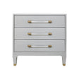 Worlds Away Three Drawer Side Table In Light Grey Shagreen With Antique Brass And Acrylic Hardware
