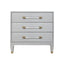 Worlds Away Three Drawer Side Table In Light Grey Shagreen With Antique Brass And Acrylic Hardware
