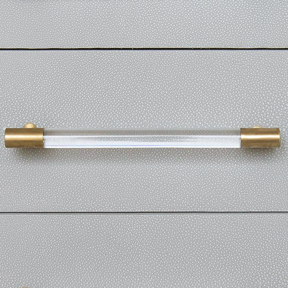 Worlds Away Three Drawer Side Table In Light Grey Shagreen With Antique Brass And Acrylic Hardware