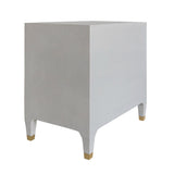 Worlds Away Three Drawer Side Table In Light Grey Shagreen With Antique Brass And Acrylic Hardware
