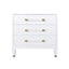 Worlds Away Three Drawer Side Table In Textured White Linen With Antique Brass And Acrylic Hardware