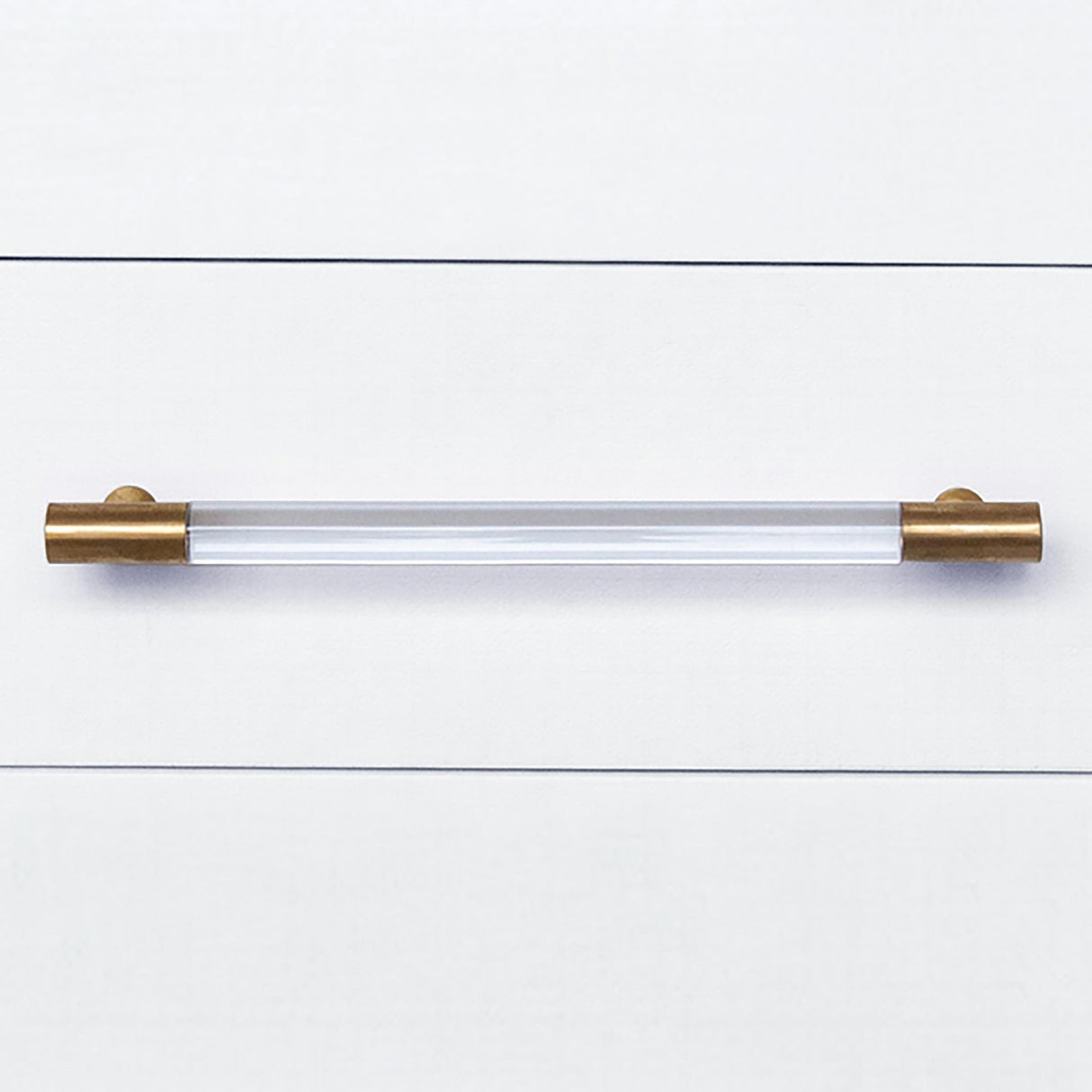 Worlds Away Three Drawer Side Table In Textured White Linen With Antique Brass And Acrylic Hardware