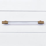 Worlds Away Three Drawer Side Table In Textured White Linen With Antique Brass And Acrylic Hardware