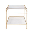 Worlds Away Two Tier Square Table With Glass Top In Hammered Gold Leaf