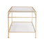 Worlds Away Two Tier Square Table With Glass Top In Hammered Gold Leaf