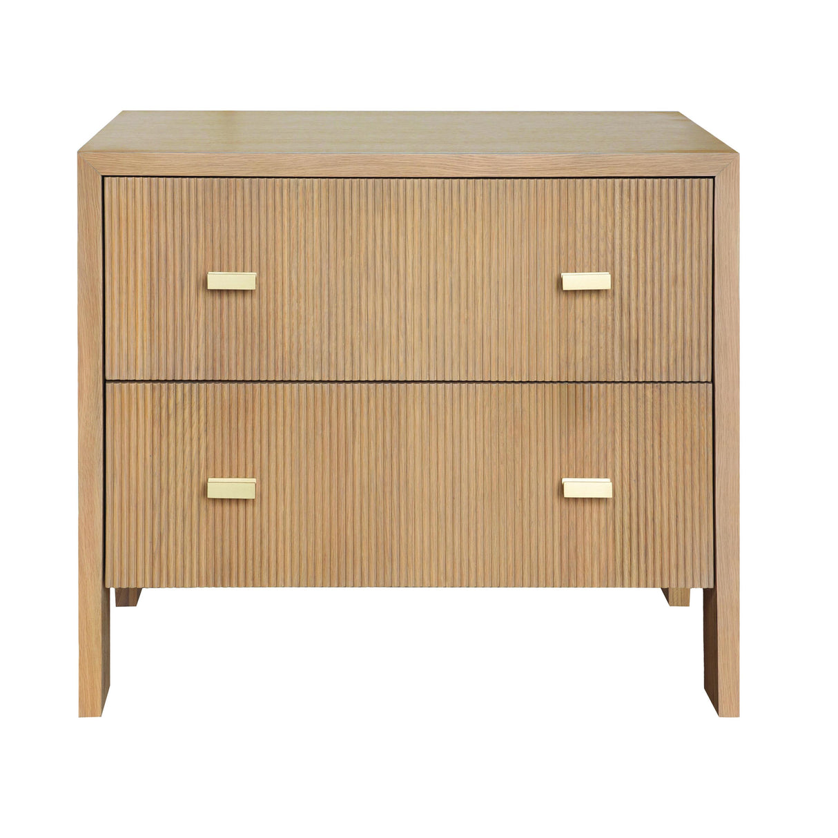 Worlds Away Two Drawer Side Table With Fluted Detail In Natural Oak