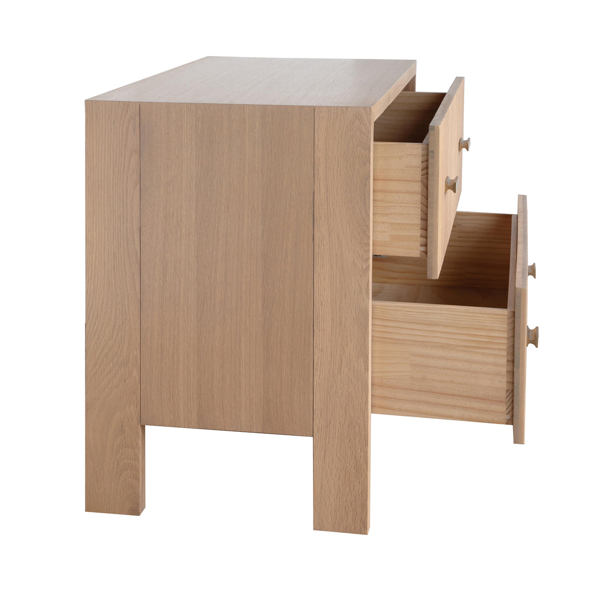 Worlds Away Two Drawer Side Table With Fluted Detail In Natural Oak