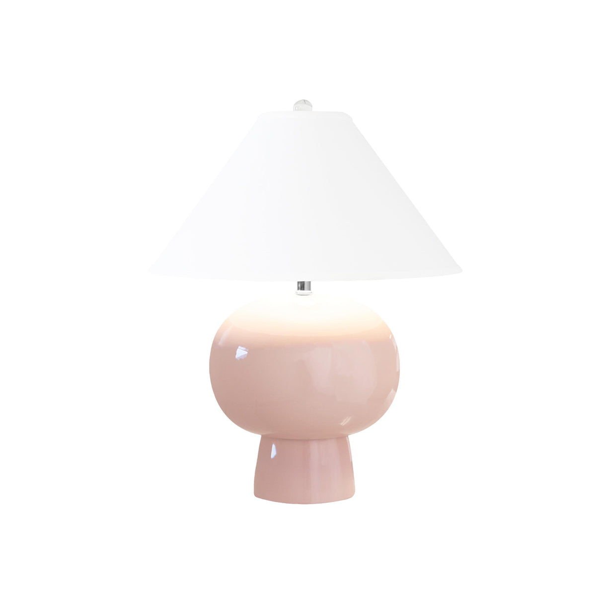 Worlds Away Bulb Shape Ceramic Table Lamp With White Linen Coolie Shade In Blush