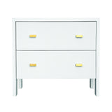 Worlds Away Two Drawer Side Table With Fluted Detail In Matte White Lacquer