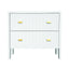 Worlds Away Two Drawer Side Table With Fluted Detail In Matte White Lacquer