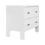 Worlds Away Two Drawer Side Table With Fluted Detail In Matte White Lacquer