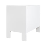 Worlds Away Two Drawer Side Table With Fluted Detail In Matte White Lacquer