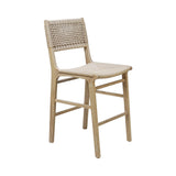 Worlds Away Woven Back Counter Stool With Rush Seat In Cerused Oak