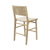 Worlds Away Woven Back Counter Stool With Rush Seat In Cerused Oak