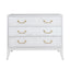 Worlds Away Sabre Leg 3 Drawer Chest With Brass Swing Handle In White Washed Oak