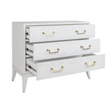 Worlds Away Sabre Leg 3 Drawer Chest With Brass Swing Handle In White Washed Oak