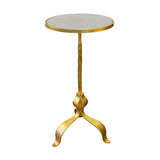 Worlds Away Round Cigar Table With Leaf Leg Detail In Gold Leaf
