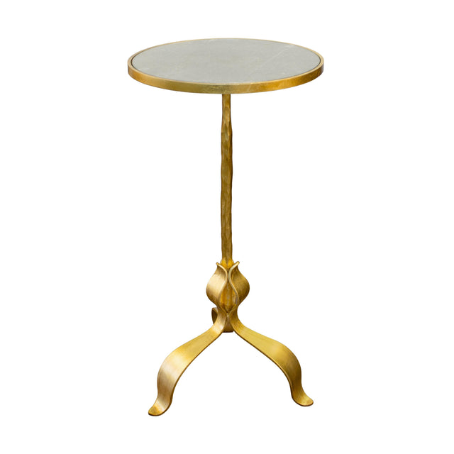 Worlds Away Round Cigar Table With Leaf Leg Detail In Gold Leaf