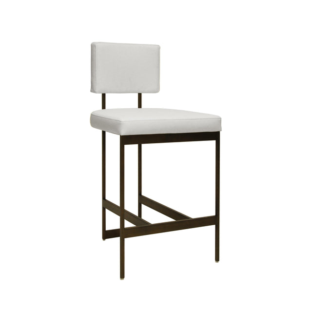 Worlds Away Modern Counter Stool With White Vinyl Cushion In Bronze