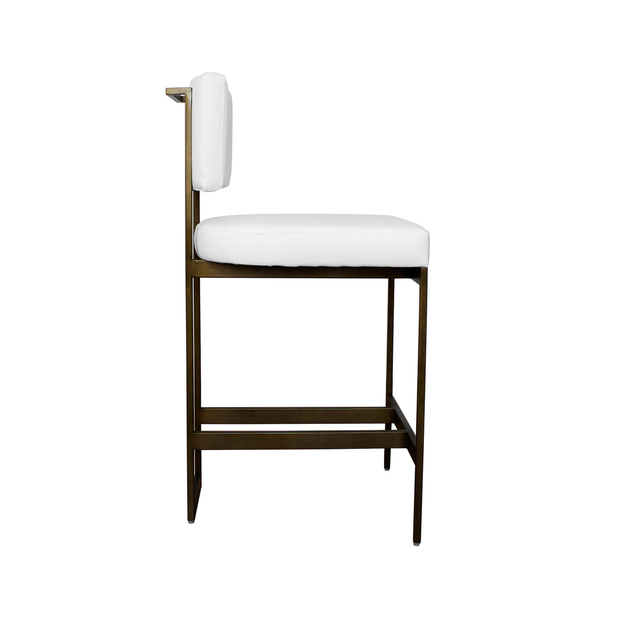 Worlds Away Modern Counter Stool With White Vinyl Cushion In Bronze