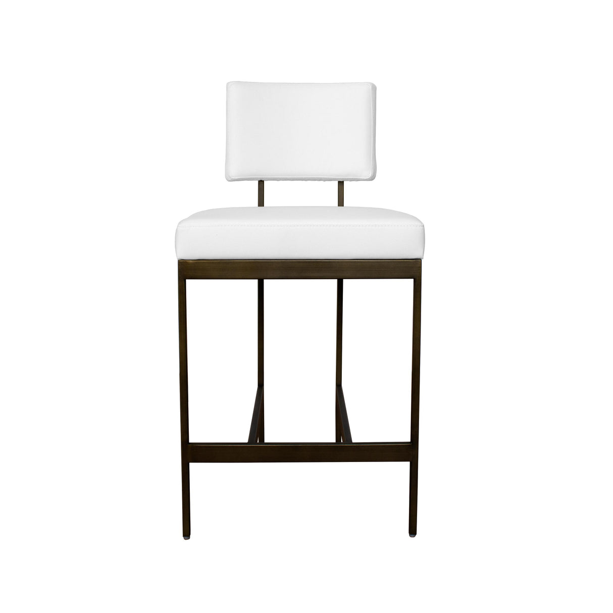 Worlds Away Modern Counter Stool With White Vinyl Cushion In Bronze