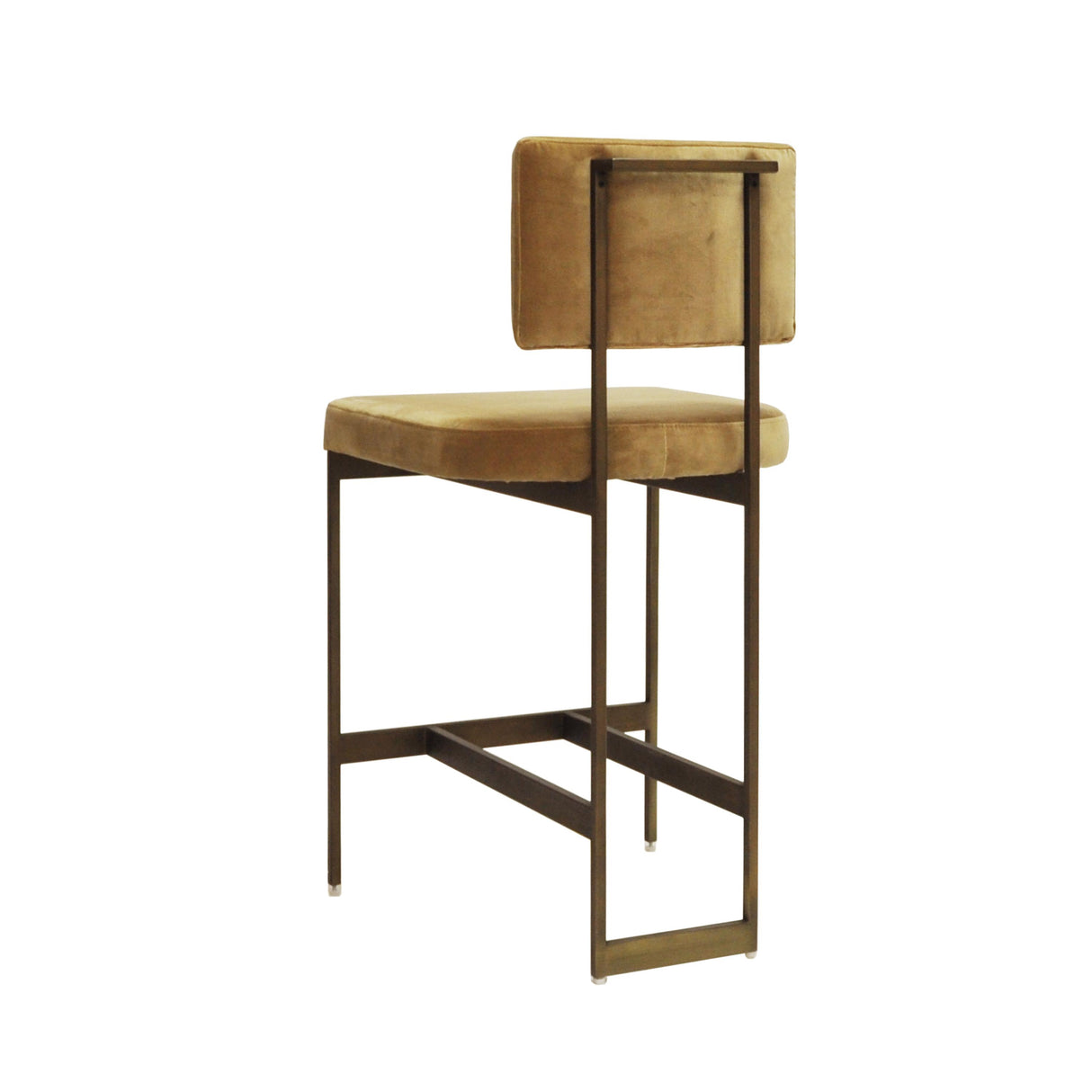 Worlds Away Counter Stool With Bronze Base In Camel Velvet