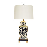 Worlds Away Hand Painted Urn Shape Tole Table Lamp In Black Leopard