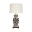 Worlds Away Hand Painted Urn Shape Tole Table Lamp In Black Leopard