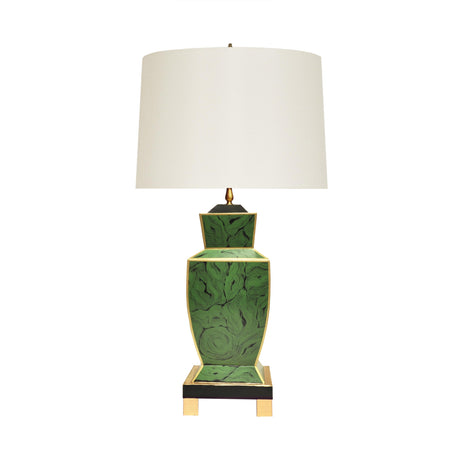 Worlds Away Hand Painted Urn Shape Tole Table Lamp In Malachite