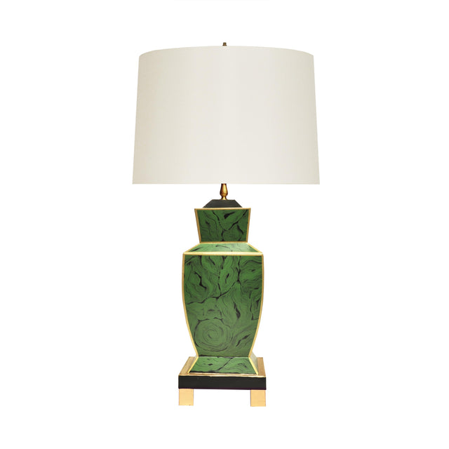 Worlds Away Hand Painted Urn Shape Tole Table Lamp In Malachite