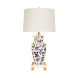 Worlds Away Hand Painted Urn Shape Tole Table Lamp In Navy Vine