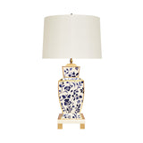 Worlds Away Hand Painted Urn Shape Tole Table Lamp In Navy Vine