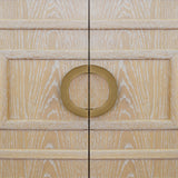 Worlds Away Bath Vanity In Cerused Oak With Antique Brass Circle Hardware, White Marble Top, And Porcelain Sink