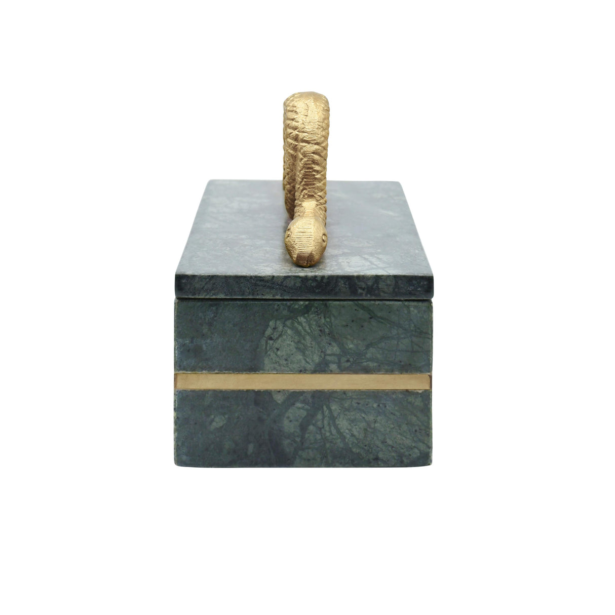 Worlds Away Green Marble Box With Brushed Brass Detail And Brass Snake Handle