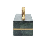 Worlds Away Green Marble Box With Brushed Brass Detail And Brass Snake Handle