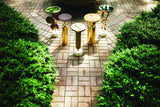 Worlds Away Brass Base Cigar Table With Round Leather Top