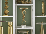 Worlds Away Brass Base Cigar Table With Round Leather Top