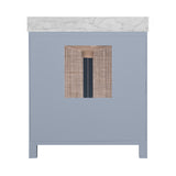 Worlds Away Bath Vanity In Matte Light Blue Lacquer With Cane Front Doors, White Marble Top, Porcelain Sink, And Polished Brass Knobs