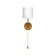 Worlds Away Acrylic Sconce W. Wh Linen Shade In Antique Brass