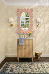 Worlds Away Acrylic Sconce W. Wh Linen Shade In Antique Brass