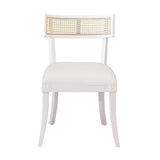 Worlds Away Klismos Dining Chair With Cane Detail In Matte White Lacquer