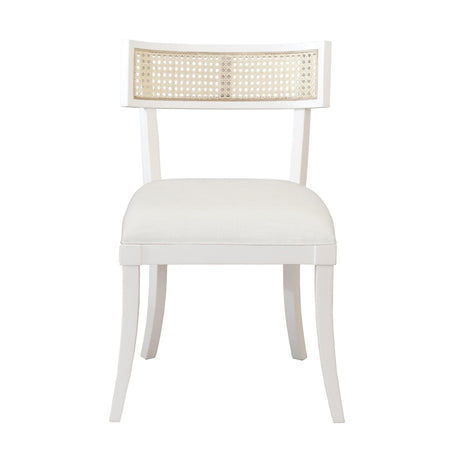 Worlds Away Klismos Dining Chair With Cane Detail In Matte White Lacquer