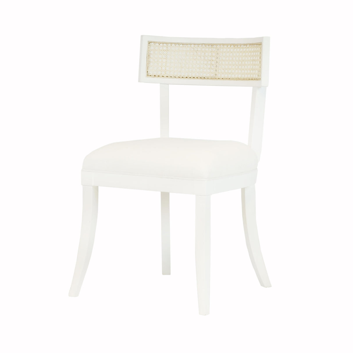 Worlds Away Klismos Dining Chair With Cane Detail In Matte White Lacquer