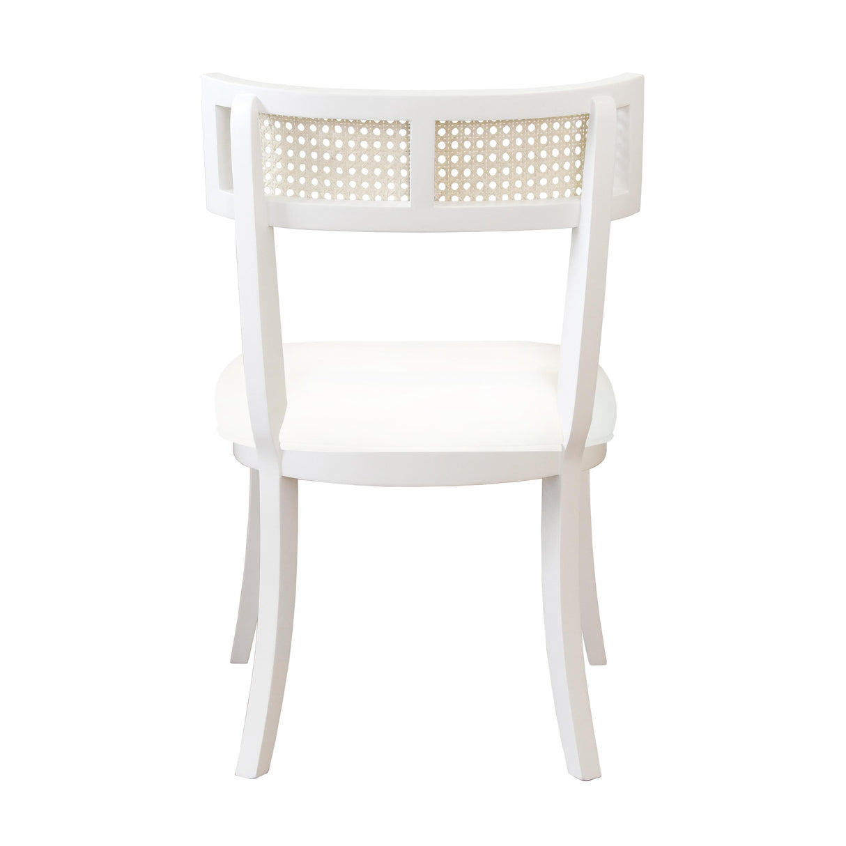 Worlds Away Klismos Dining Chair With Cane Detail In Matte White Lacquer