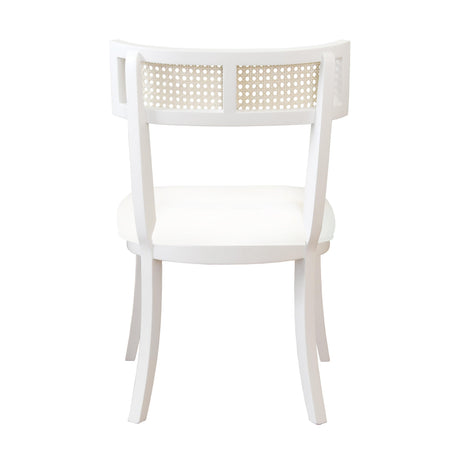 Worlds Away Klismos Dining Chair With Cane Detail In Matte White Lacquer