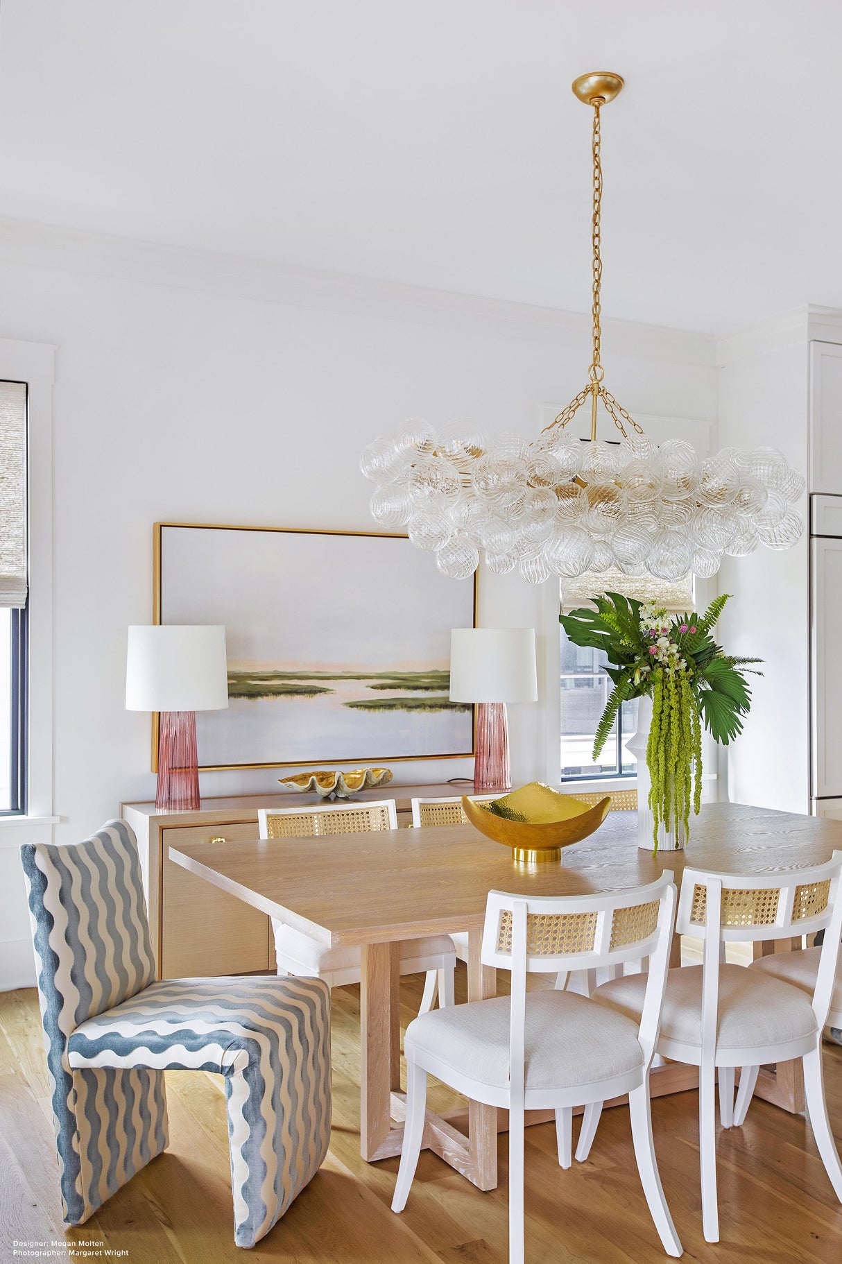 Worlds Away Klismos Dining Chair With Cane Detail In Matte White Lacquer