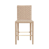 Worlds Away Natural Rope Basketweave Pattern Counter Stool With Antique Brass Stretcher